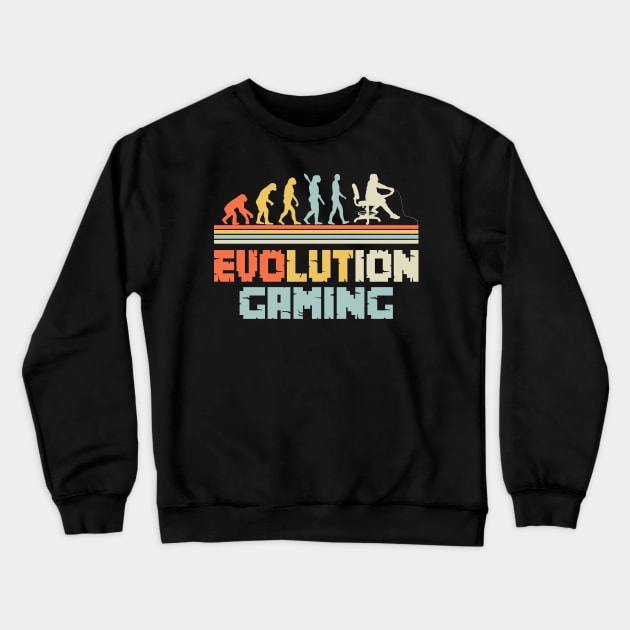 Gaming Evolution Video Gamer Funny Human Evolution Gift Crewneck Sweatshirt by BadDesignCo